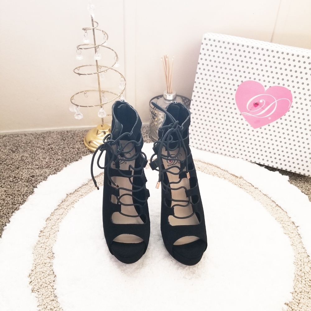 Delicious Lace Up Stiletto Heels